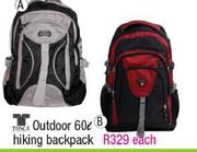 Tosca Outdoor 60ltr Hiking Backpack Each