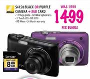 S4150 Black or Purple Camera + 8GB Card