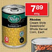 Rhodes Cream Style Sweetcorn/Whole Kernel Corn-410gm