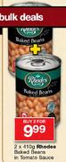 Rhodes Baked Beans In Tomato Sauce-2 x 410gm