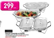 Home Ceramic Casseroles On Stands-Each