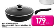 Kitchen Essentials 28cm Non-Stick Frypan With Glass Lid