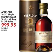 Aberlour 18 Yo Single Highland Malt Scotch Whisky In Gift Tube-1X750ml
