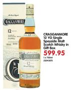 Cragganmore 12 Yo Single Speyside Malt Scotch Whisky In Gift Box-1X750ml