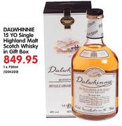 Dalwhinnie 15 Yo Single Highland Malt Scotch Whisky In Gift Box-1X750ml