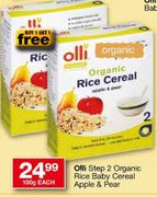 Olli step 2 Organic  Rice Baby Cereal Apple & Pear 100g-Each