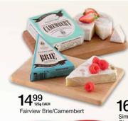Fairview Brie/Camembert-125g each