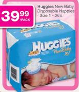 Huggies New Baby Disposable Nappies Size 1-26's-Per Pack