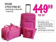 Fusion 3 Piece Pink Set-60cm Upright, Trolley Duffle, Stopper Bag per set