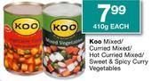 Koo Mixed/Curried Mixed/Hot Curried Mixed/Sweet & Spicy Curry Vegetables-410g