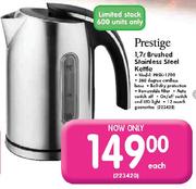 Prestige Brushed Stainless Steel Kettle(Model: PRSK-1700)-1.7L Each