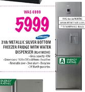 Samsung Metallic Silver Bottom Freezer Fridge With Water Dispenser-318l 