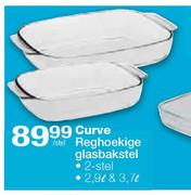 Curve Reghoekige Glasbakstel-2 Stel/2.9L & 3.7Ltr