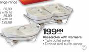 Casserole With Warmers Twin/Divided Oval Buffet Server-Each