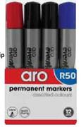 Aro Permanent Markers Bullet Tip-12 Piece