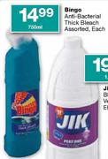 Bingo Anti-Bacterial Thick Bleach Assorted-750ml   