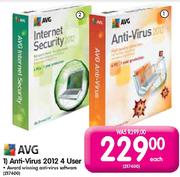 AVG Anti-Virus 2012 4 User-Each