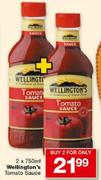 Wellington's Tomato Sauce-2 x 750ml