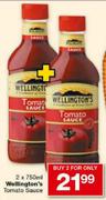Wellington's Tomato Sauce-2 x 750ml
