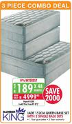 Slumber King Jade Queen Base Set-152cm With 2 Single Base Set