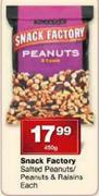 Snack Factory Salted Peanuts/Peanuts & Raisins-450g