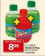 Drink-O-Pop Kid-O Drink Assorted-3x250ml