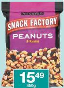 Snack Factory Peanuts/Peanuts & Raisins-450g