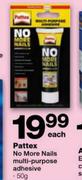 Pattex No More Nails Multi-Purpose Adhesive-50gm Each