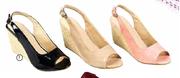 Legend Ladies Patent Peeptoe Wedge Sandals-Sizes 3-6