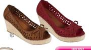 Legend Ladies Cut Out Peeptoe Espadril Wedge Shoes-Size 3-6