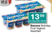 Danone Nutriday Fruit Yoghurt Assorted-6x100g Per Pack