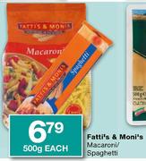 Fatti's & Moni's Macaroni/Spaghetti-500g Each