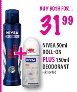Nivea Roll-On-50ml Plus Deodorant-150ml