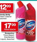 Domestos Thick Bleach Disinfectant Liquid-750ml Each