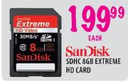 SanDisk SDHC Extreme HD Card-8GB each