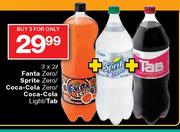 Fanta Zero/Sprite Zero/Coca-Cola Zero/Coca-Cola Light/Tab-3x2l Each