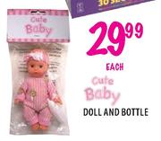 Cute Baby Doll & Bottle-Each
