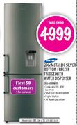 Samsung Metallic Silver Bottom Freezer Fridge with Water Dispenser-298Ltr(RL40WGIH)