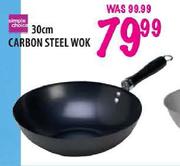 simple Choice Carbon Steel Wok-30cm