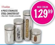 Home 4 Piece Stainless Steel Canister Set