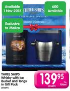 Three Ships Whisky With Ice Bucket And Tongs In Gift Box-750ml