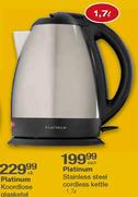 Platinum Stainless Steel Cordless Kettle-1.7l Each