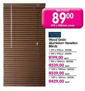 Wood Grain Aluminium Venetian Blinds-470x900mm