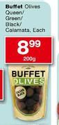 Buffet Olives Queen/Green/Black/Calamata-200g Each