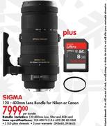 SIGMA 120 - 400MM Lens Bundle For Nikon or Canon