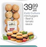 Cafe Culture Mini Burgers-Beef & Tomato Sauce-8 Per Pack