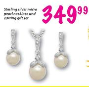 Sterling Silver Micro Pearl Necklace And Earring Gift Set
