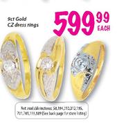 9ct Gold CZ Dress Rings Each
