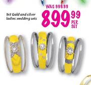 9ct Gold And Silver Ladies Wedding Sets-Per Set