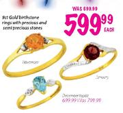 9ct Gold Decemoer Topaz Each